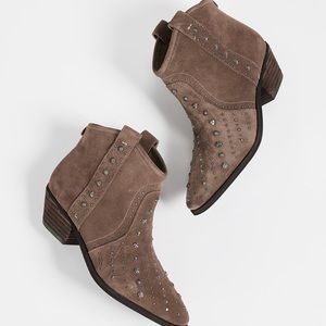 SAM EDELMAN M  Studded Suede  Tan Booties